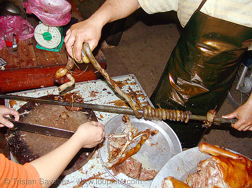 cooked dog blood sausage