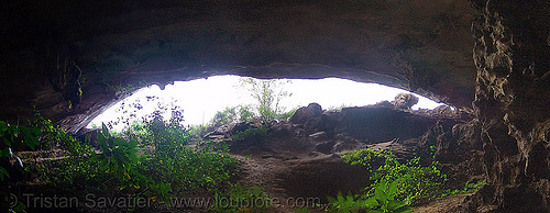 large cave on desert island (halong bay) - vietnam, cat ba island, cave mouth, caving, cát bà, grotto, halong bay cave, natural cave, panorama, photo stitching, spelunking