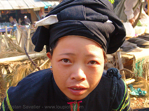 "lo lo den" tribe woman - vietnam, asian woman, black lo lo tribe, bảo lạc, headdress, hill tribes, indigenous, lo lo den tribe