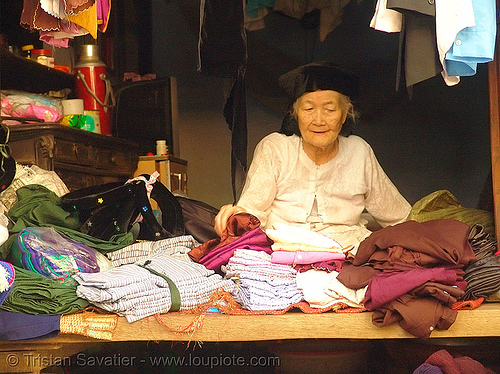 old woman's cloth store - vietnam, asian woman, cloth store, fabric, hanoi, mature woman, old woman