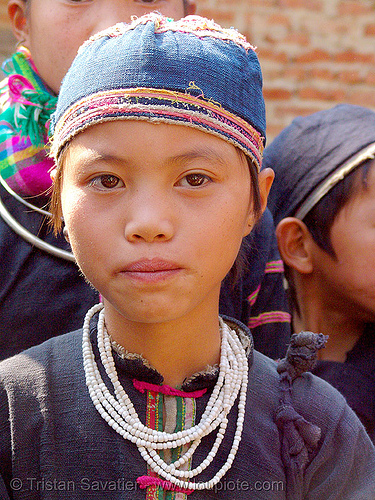 tribe boy - vietnam, children, colorful, girls, headdress, hill tribes, indigenous, kids, little girl, necklace