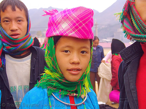 very pretty tribe girl - vietnam, asian woman, colorful, gold teeth, headdress, hill tribes, indigenous, mèo vạc
